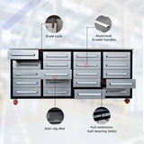 7ft 20-Drawer Storage Workbench with Wheels