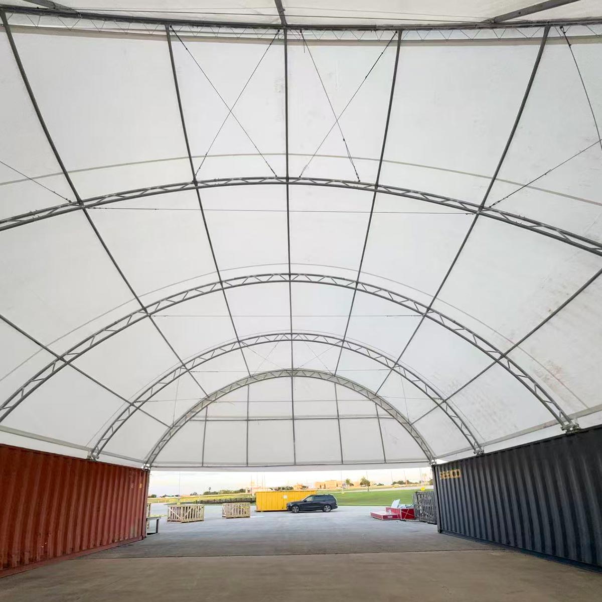 Half Panel with Frame for Container Shelter 40'x40'x15' , 22oz PVC