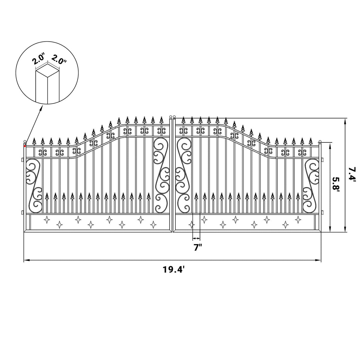 Greatbear Dual Swing Wrought Iron Gate for Driveway